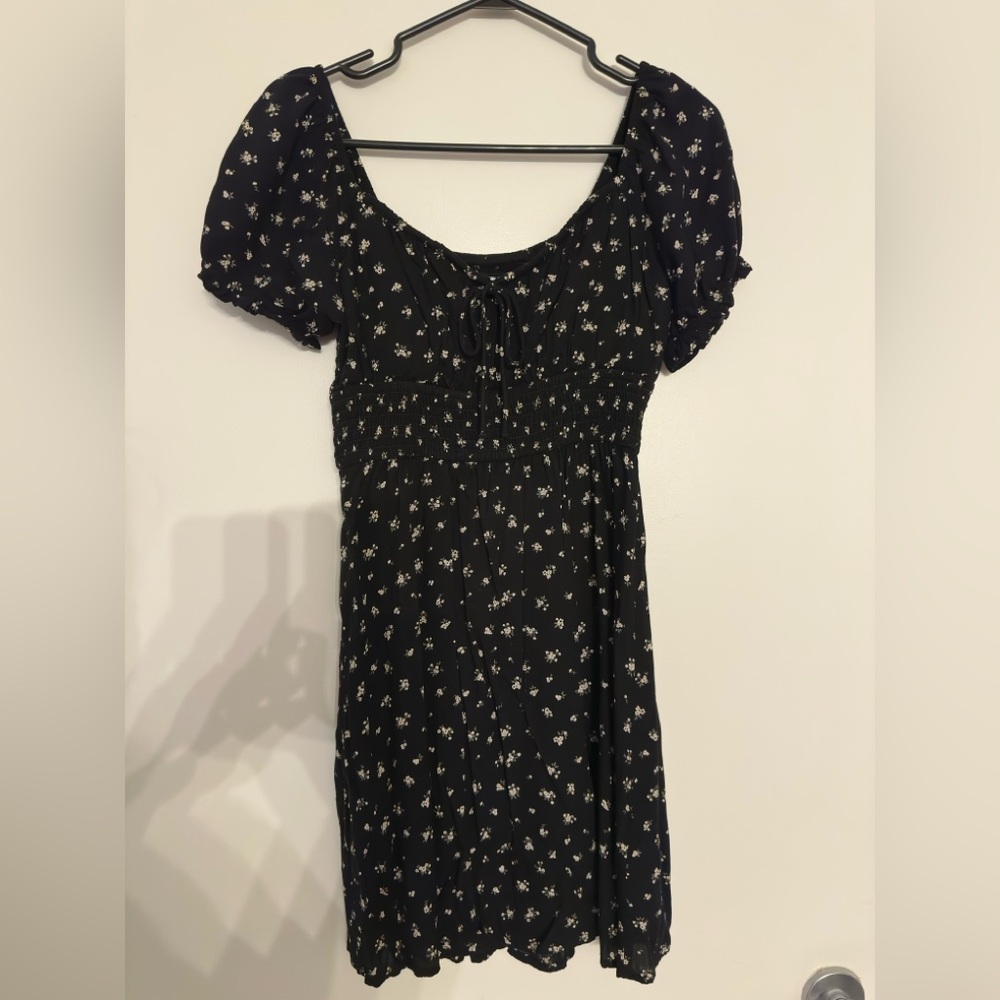 Black floral babydoll dress